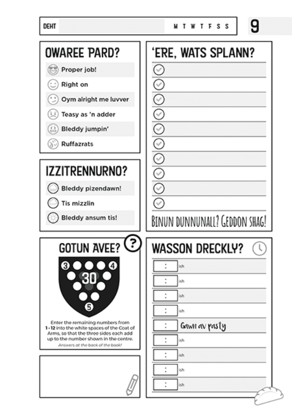 Interior page of Wasson Dreckly? Funny Cornish Planner